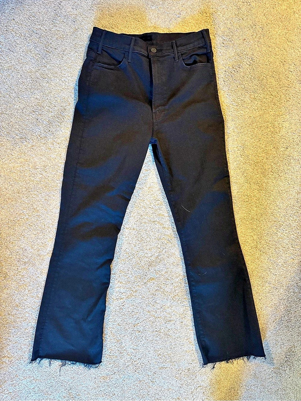MOTHER The Hustler Ankle Fray Black Skinny Jeans Waist 29